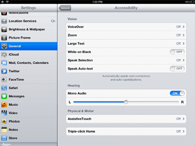 iPad, iPhone and iPod accessibility