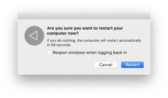 Mac Restart Window.