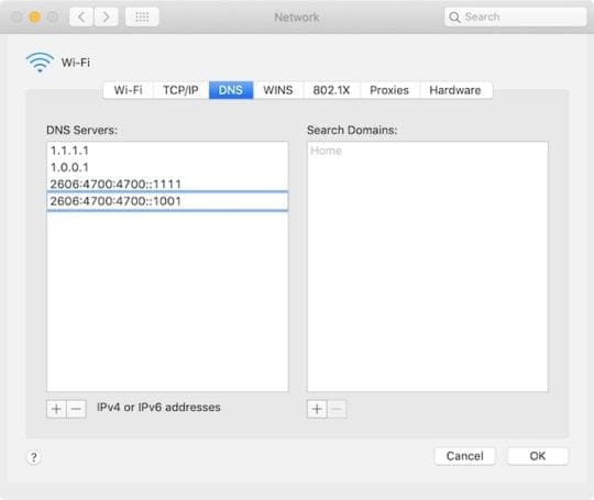 DNS Servers input in System Preferences can speed up Safari