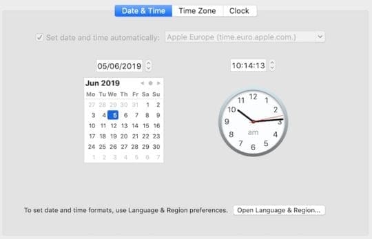 Date & Time in macOS