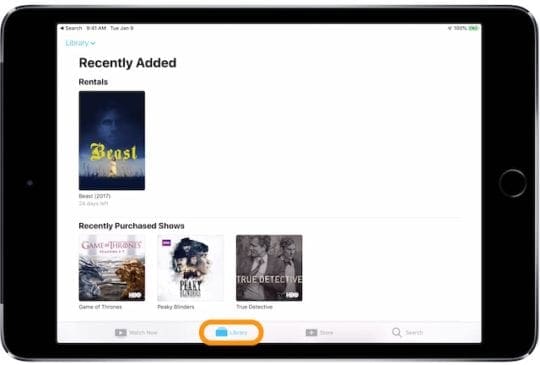 iPad TV app Library