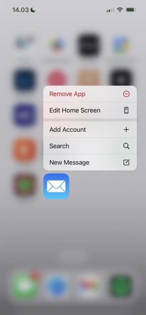 Prompt to remove the Mail app on an iPhone