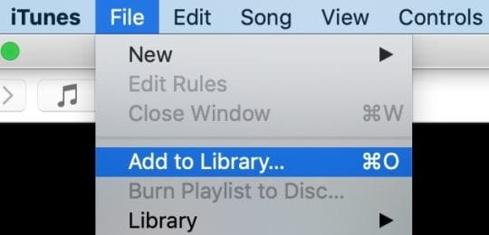 Add to Library option in iTunes