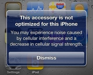 "This accessory is not optimized for this iPhone..." with Nothing Connected