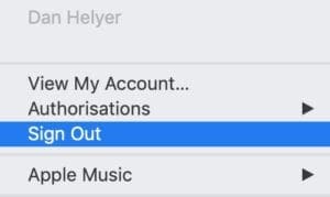 Sign out of iTunes