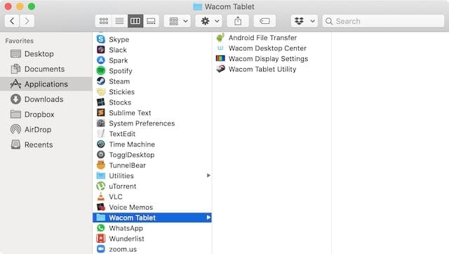 Wacom driver in Applications folder.