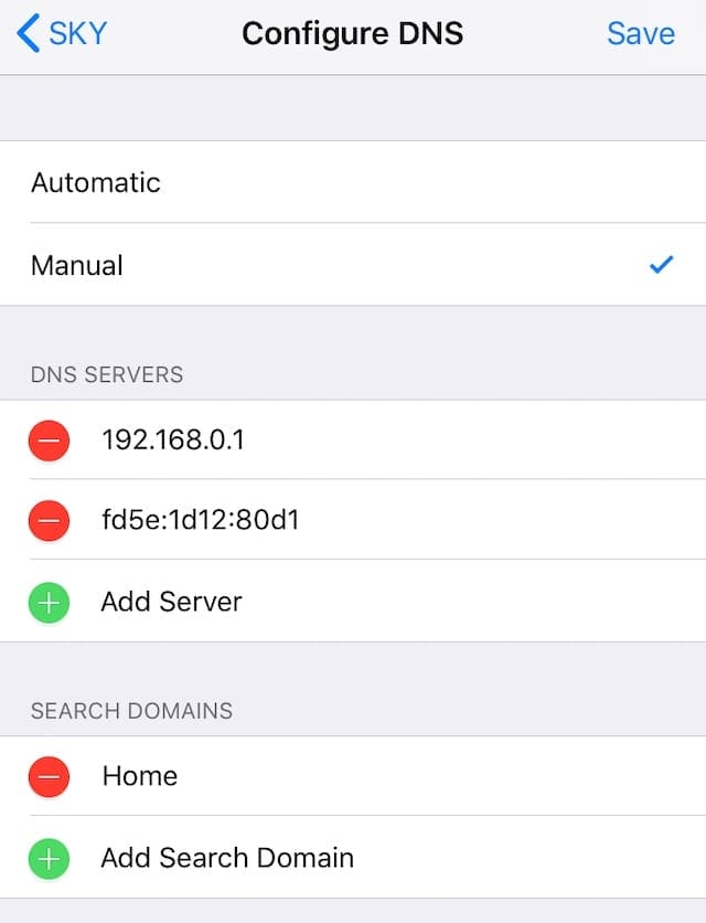 Add new DNS servers on an iPhone