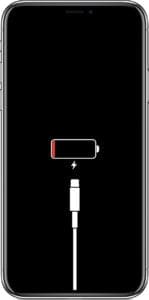 iPhone with low power and lightning connector screen.