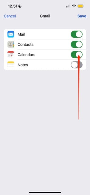 Toggle Calendar Options iOS Screenshot