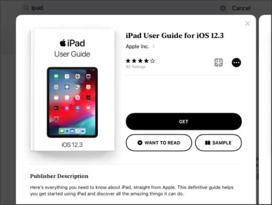 iPad User Guide Get button in iBooks store