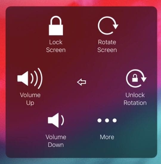 AssistiveTouch Device options on iPad Lock Screen.
