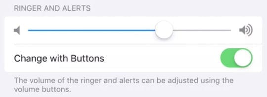 Change with Buttons option in iOS Sounds Settings.