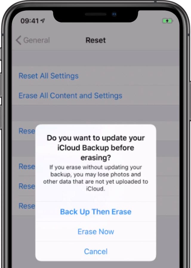 Back up pop-up before restoring iPhone
