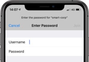 Wi-Fi enter password screen on iPhone X