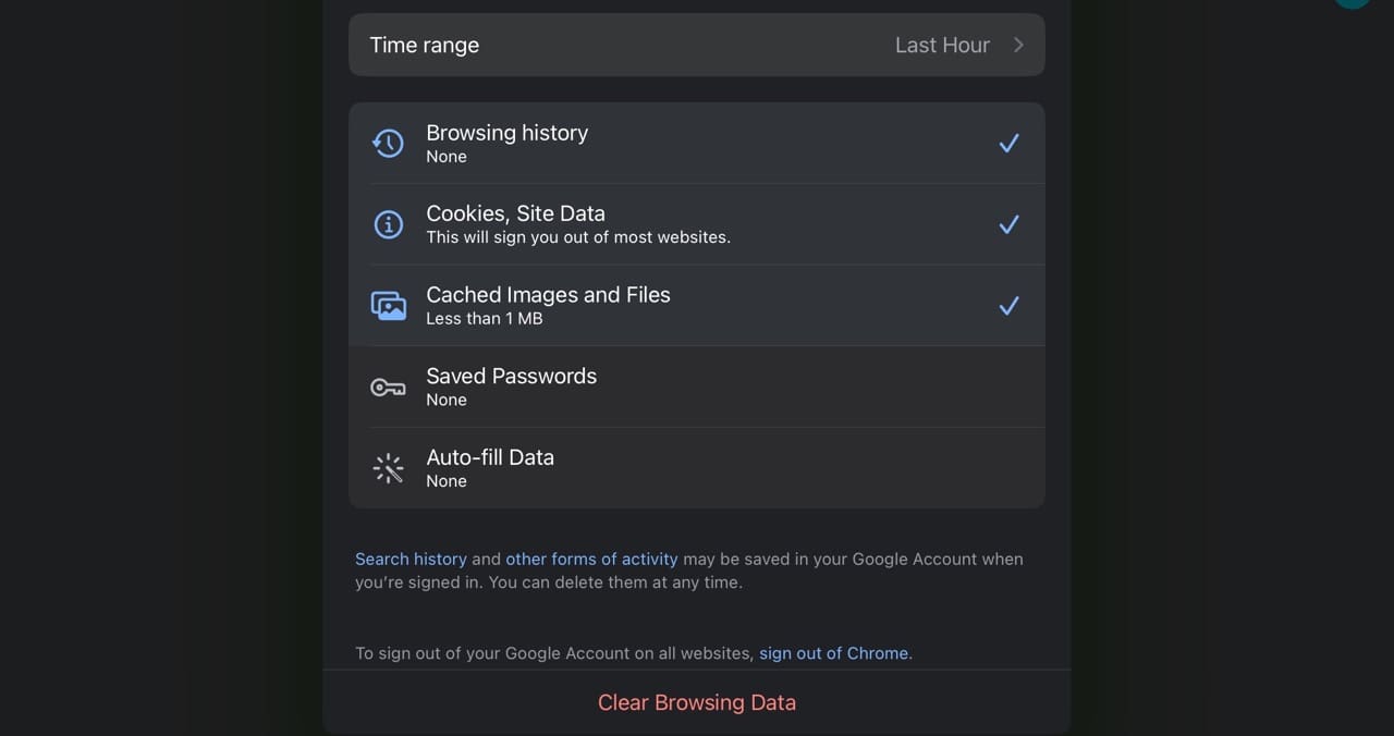 Customize Chrome Search Deletion Screenshot