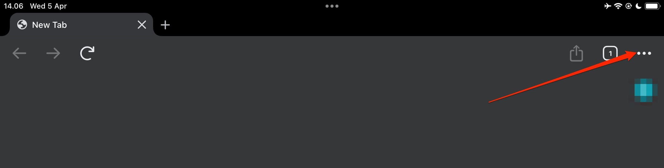 Three Dots Icon Chrome iPad Screenshot