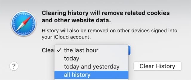 Clear Safari history on a Mac