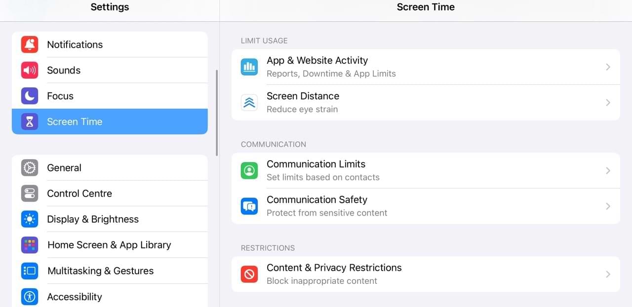 Content and Privacy Restrictions on an iPad