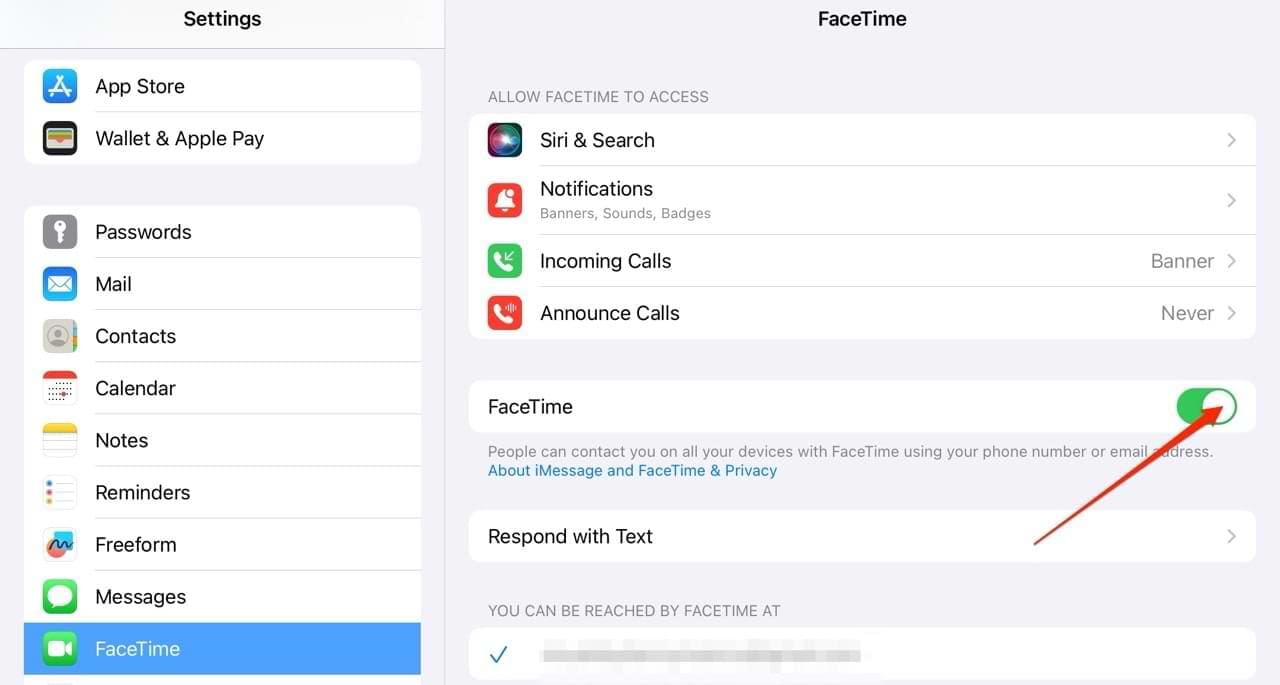 Select FaceTime Settings on Your iPad