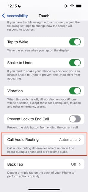 Option to click on iPhone Call Routing