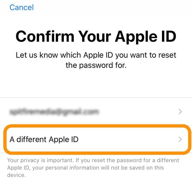 apple support app use a different apple id