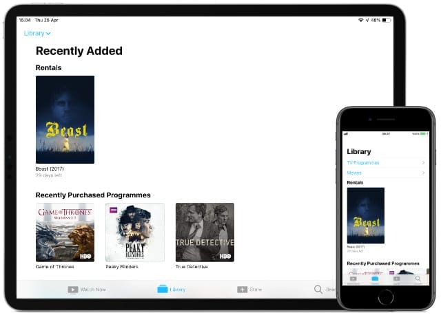 iTunes movie rental on iPhone and iPad.