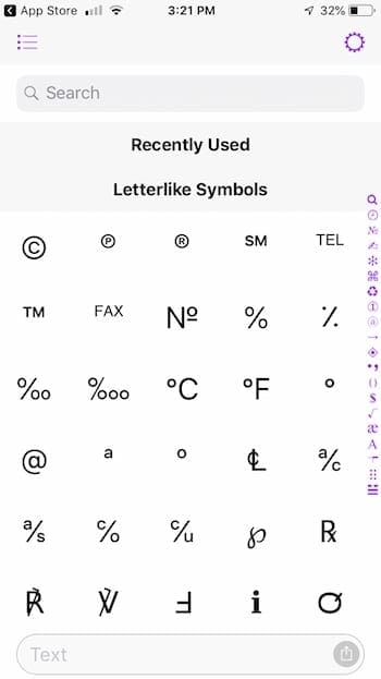 Latin Symbols Unicode