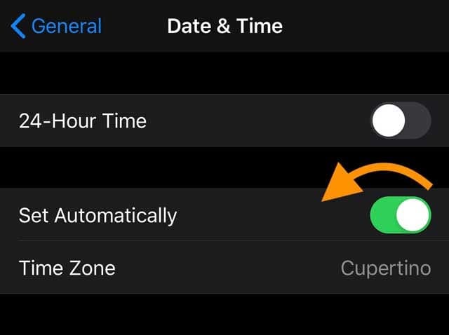 toggle Date & Time set automatically off