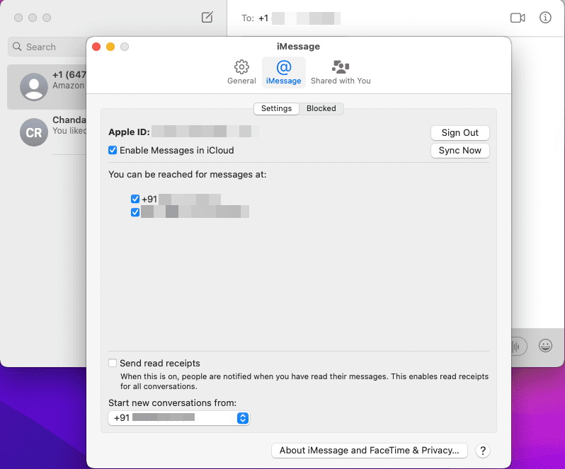 iMessage accounts on Mac