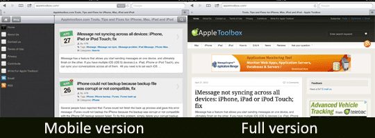 full and mobile version of appletoolbox.com