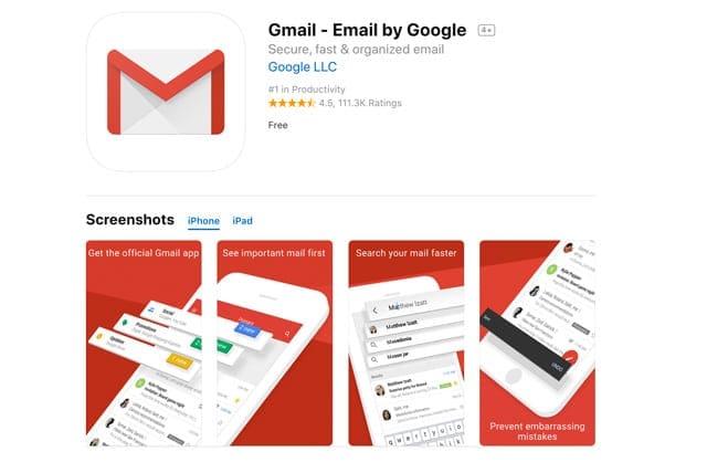 Приложение Gmail для iOS вместо приложения для iOS