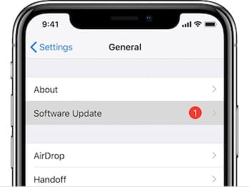 Software Update option in iPhone Settings