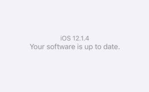 Screenshot showing that the iOS 12.1.4 software is up to date