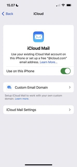 iCloud Mail Interface on iPhone