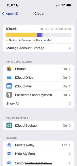 iCloud Mail Settings iOS