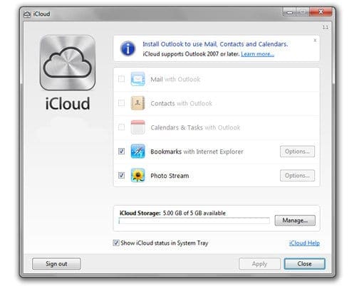 how to install icloud control panel for windows vista