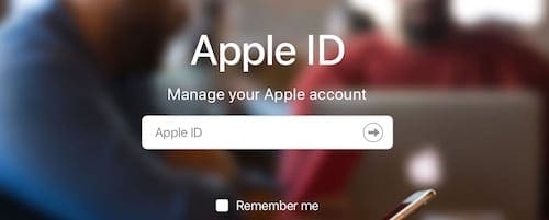 Скриншот страницы входа в Apple ID