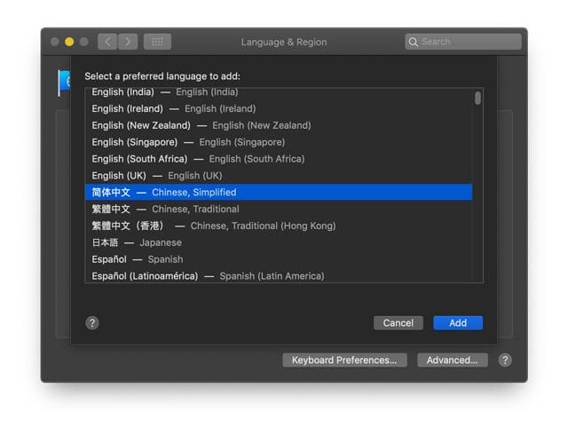 add a language to Mac and macOS