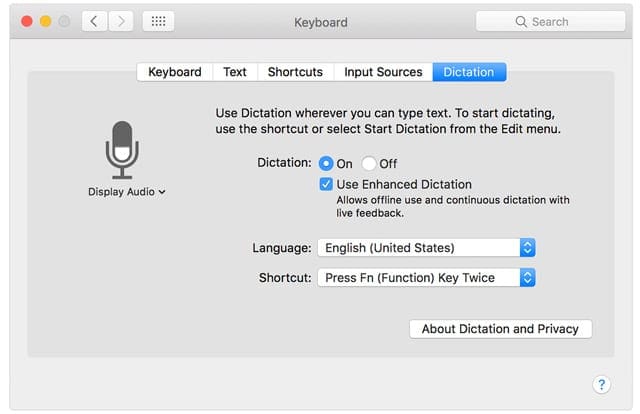 how to enable dictation on microsoft word mac