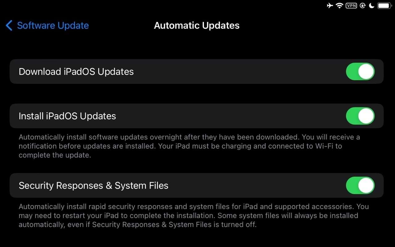 Toggle on Automatic Updates for Your iPad