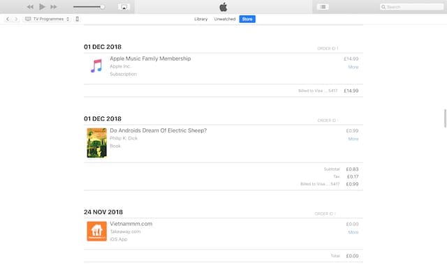 check itunes purchase history on ipad