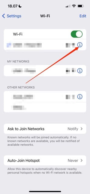 Wi-Fi Information Icon iPhone Screenshot