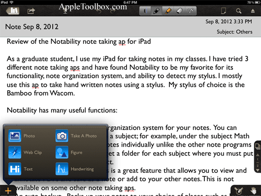 Notability note taking