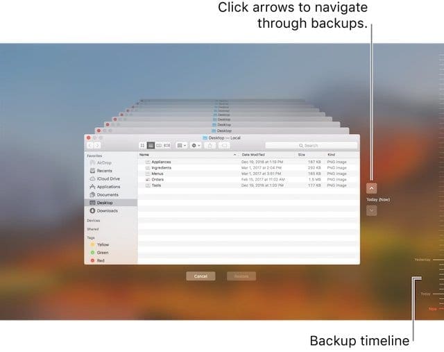 Time Machine Restore File on macOS and Mac