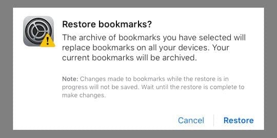 Safari bookmarks disappear on iPad/iPhone