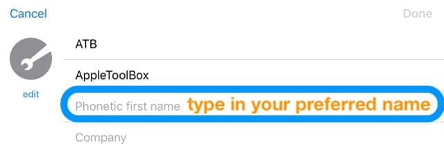 add nickname into your contact card