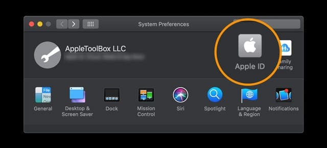 Apple ID on macOS Catalina in System Preferences
