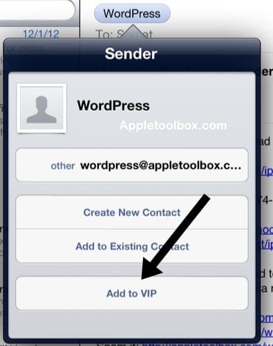 iOS vip добавить электронную почту