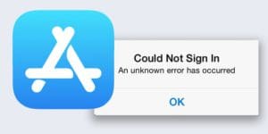 Unknown error has occurred in App Store purchases tab