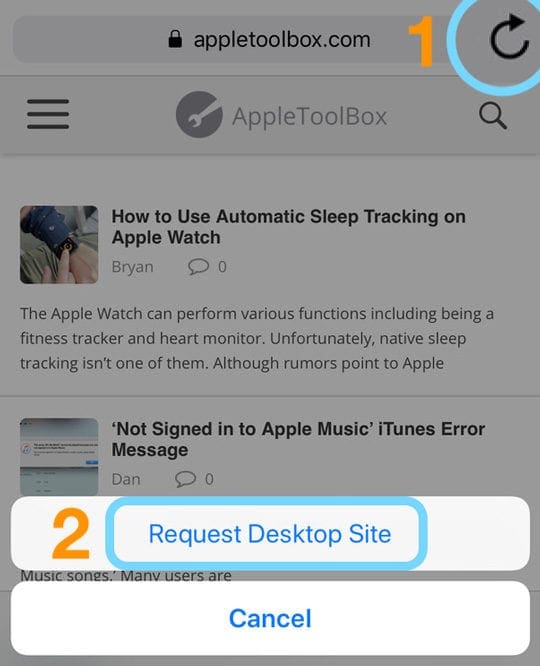 iOS Safari Request Desktop Site